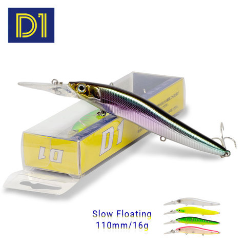 D1Lures Groundbait for fishing Wobblers for pike Slow Floating Minnow Wobblers of orbit 110mm16g Best price big lip Jerking bait ► Photo 1/6