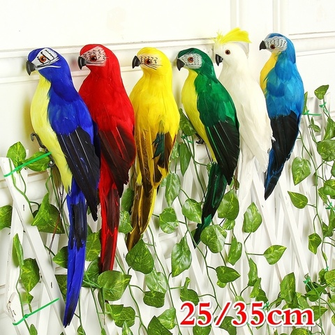 25/35cm Handmade Simulation Parrot Creative Feather Lawn Figurine Ornament Animal Bird Garden Bird Prop Decoration Miniature ► Photo 1/6