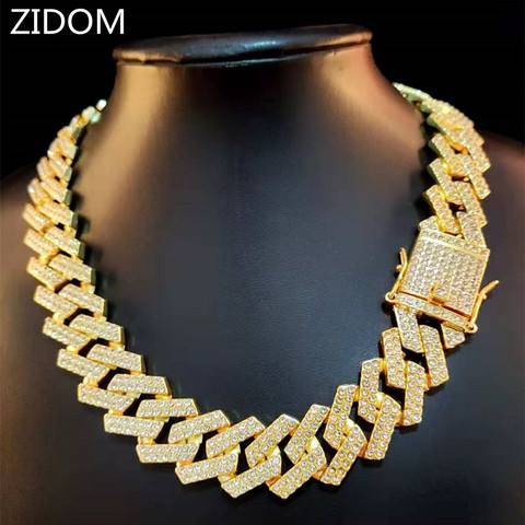 20mm Men Hip Hop Chain Necklace pave setting Rhinestone Male Hiphop iced out bling rhombus Cuban Chains Necklace fashion jewelry ► Photo 1/6