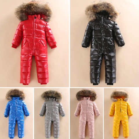 30 Russian Winter Snowsuit 2022 Boy Baby Jacket 80% Duck Down