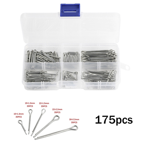 175Pcs/set Sliver Split Pins Cotter Fixings Assorted Zinc Plated Steel Hard Case Link Split Cotter Pin Assortment ► Photo 1/6