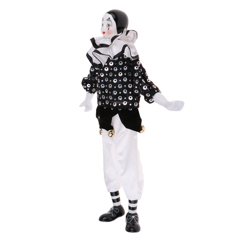 15inch Porcelain Teardrop Clown Doll Wearing White & Black Outfits, Funny Harlequin Doll, Circus Props, Halloween Decor ► Photo 1/6