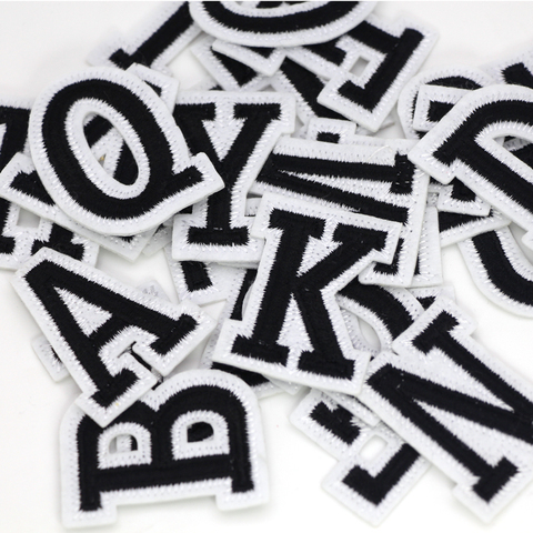 English Alphabet Letter Embroidery Patches Embroidery Clothing Stickers Pure White English Letters Applique name patches ► Photo 1/4