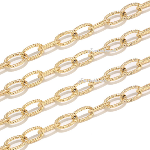 1 Meter Stainless Steel 9x15mm Gold Chunky Chains Textured Punk Choker Necklace Chain for DIY Jewelry Making Accessories ► Photo 1/4