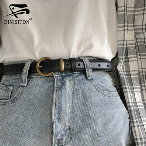 DINISITON Female Genuine leather belts for women Jeans Dress Waist Strap Pin Buckle Belt Casual Cummerbunds luxury brand ► Photo 1/6