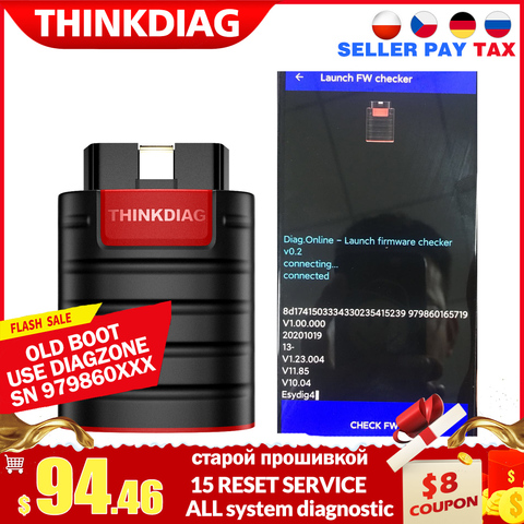 Old firmware Thinkdiag 979860XXX use diagzone OBD2 full system 15 reset service Diagnostic Tool OBDII pk AP200 X431 V mini ► Photo 1/6