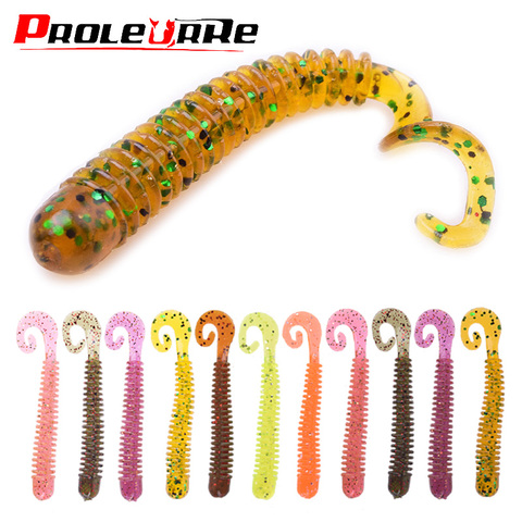 10pcs/Lot Swivel Worms Soft Fishing Lures 6.5cm 1.3g Jig Wobblers Bass Shrimp Fishy Smell Silicone Artificial Bait Pesca Tackle ► Photo 1/6