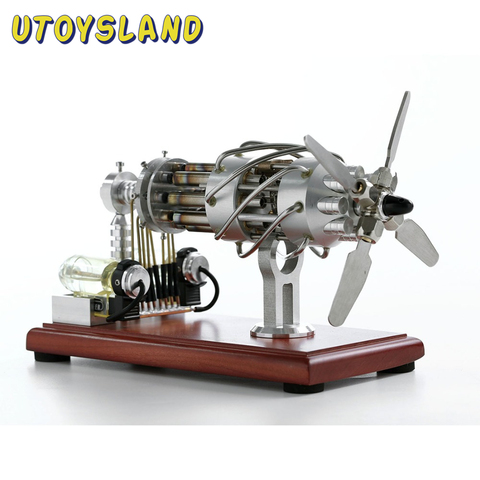 Hot Air Stirling Engine Motor Model 16 Cylinders Swash Plate Physics Educational Toys For Kids Scientific Gift Toys 2022-Silver ► Photo 1/6