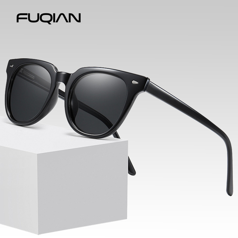 FUQIAN 2022 Classic Square Polarized Sunglasses Men Women Brand Designer Rivet Driving Sun Glasses Fashion Black Eyeglasses ► Photo 1/1