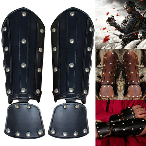 Medieval Archer Samurai Leather Armor Gauntlet Spike Gloves Men Larp Ghost Gear Of War Viking Knight Tsushima Cosplay Costume ► Photo 1/6