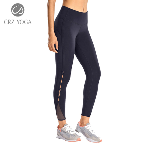 CRZ YOGA Women's Naked Feeling Stretchy High Waist 7/8 Tight Mesh Yoga Leggings ► Photo 1/6