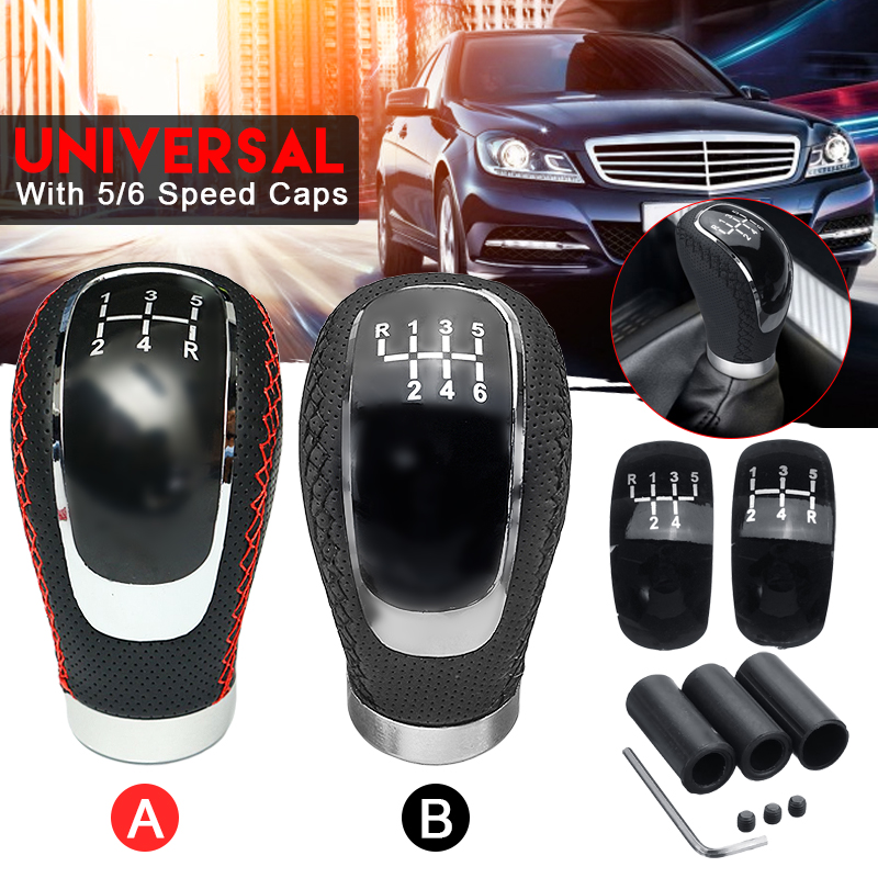 Universal Car PU Leather Gear Shift Knob Manual Transmission with Gear Knob replaceable Cap Cover 5/6 Speed Shifter Lever ► Photo 1/6