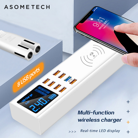 8 Ports Wireless Quick Charge 3.0 Digital Display USB Charger For Android iPhone Adapter Fast Charger For xiaomi huawei samsung ► Photo 1/6