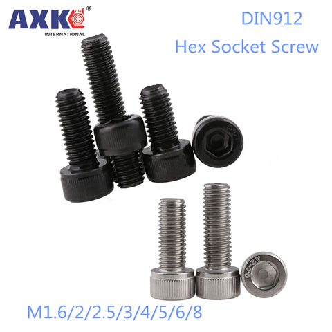 5-50Pcs M1.6 M2 M2.5 M3 M4 M5 M6 M8 *L DIN912 Stainless Steel Hex allen Socket Cap Head Screw or Black grade 12.9 Metric Screws ► Photo 1/6