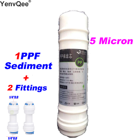 10 INCH 5 MICRON PPF/SEDIMENT WATER FILTER CARTRIDGE with 2 fittings Water Purifier Filter Cartridge Aquarium  REVERSE OSMOSIS ► Photo 1/4