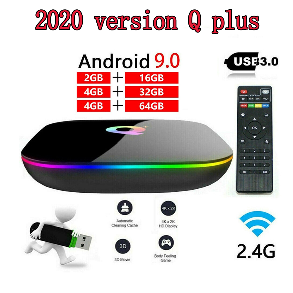 Buy Online Q Plus Smart Tv Box Android 9 0 Tv Box 4gb Ram 32gb 64gb Rom Quad Core H 265 Usb3 0 2 4g Wifi Set Top Box 6k Tvbox Media Player Alitools