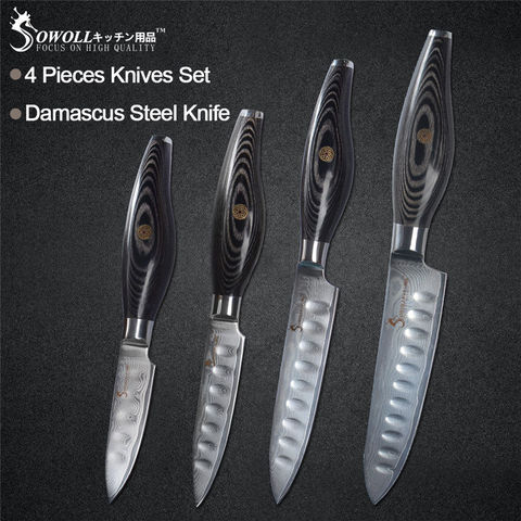 Sowoll Damascus Steel Kitchen Knife 3'' 4'' 5'' 6'' Chef Slicing Utility Paring Knife Wood Handle Kitchen Tool Real Damascus ► Photo 1/6