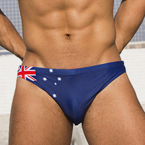 AUS UK US Flag Mens Swim Briefs Sexy Hot Gay Mens Swimwear Bikini Swimming Trunks Youth Boy Swimsuit Bathing Suit Tanga 2022 New ► Photo 1/6