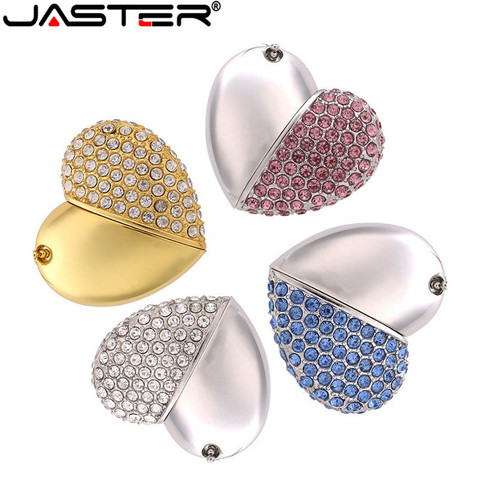 JASTER Metal crystal love Heart USB Flash  Drive precious stone pen drive special pendrive 64GB/16GB/32GB diamante memory stick ► Photo 1/6