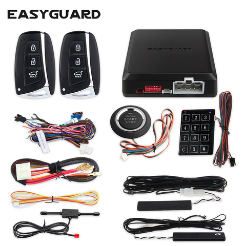 EASYGUARD pke remote start system keyless entry push start system car central locking system keychain alarm touch password entry ► Photo 1/1