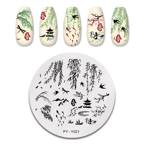 PICT YOU Spring Series Nail Stamping Plates Stencil Stainless Steel Tools Nail Art Stamp Template Design Printing Tools ► Photo 1/6