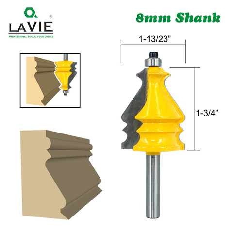 LAVIE 1pc 8MM Shank Handrail Architectural Moulding Line Router Bit Woodworking Milling Cutter for Wood Bit Face Tool MC02075 ► Photo 1/6