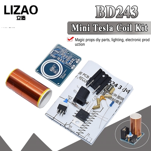 WAVGAT BD243 Mini Tesla Coil Kit Magic Props DIY Parts Empty Lights Technology Diy Electronics BD243C ► Photo 1/6