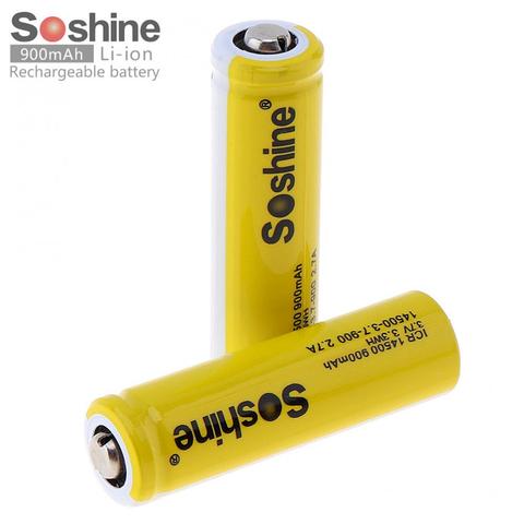 4pcs Soshine 3.7V ICR 14500 900mAh Li-ion Rechargeable Battery with Safety Relief Valve + Battery Box for Flashlights Headlamps ► Photo 1/1