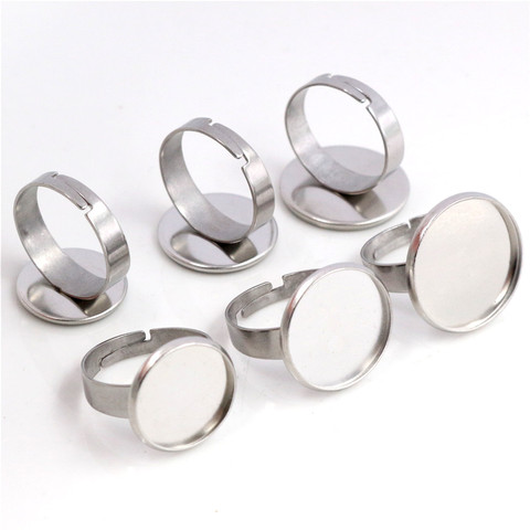 10/12/14/16/18/20/25mm 10pcs/Lot No Fade Stainless Steel Adjustable Ring Settings Blank/Base,Fit 10-25mm Glass Cabochons ► Photo 1/5
