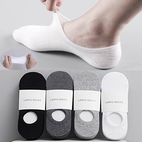5Pair / Lot Fashion Happy Men Boat Socks Summer Autumn Non-slip Silicone Invisible Cotton Socks Male Ankle Sock Slippers Meia ► Photo 1/5