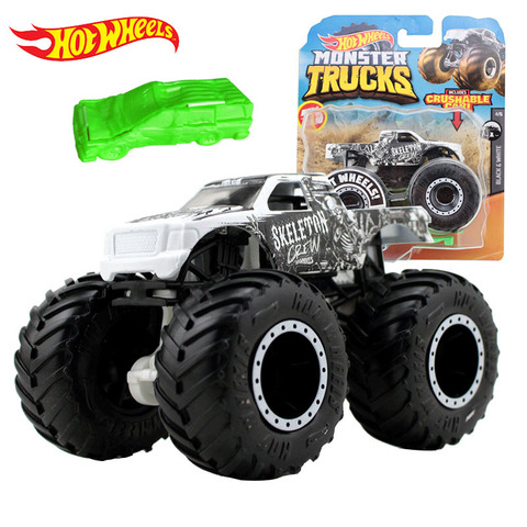 Hot Wheels Car MONSTER TRUCKS Connect And Crash Car Collector Edition Metal  Diecast Model Cars Kids Toys Gift