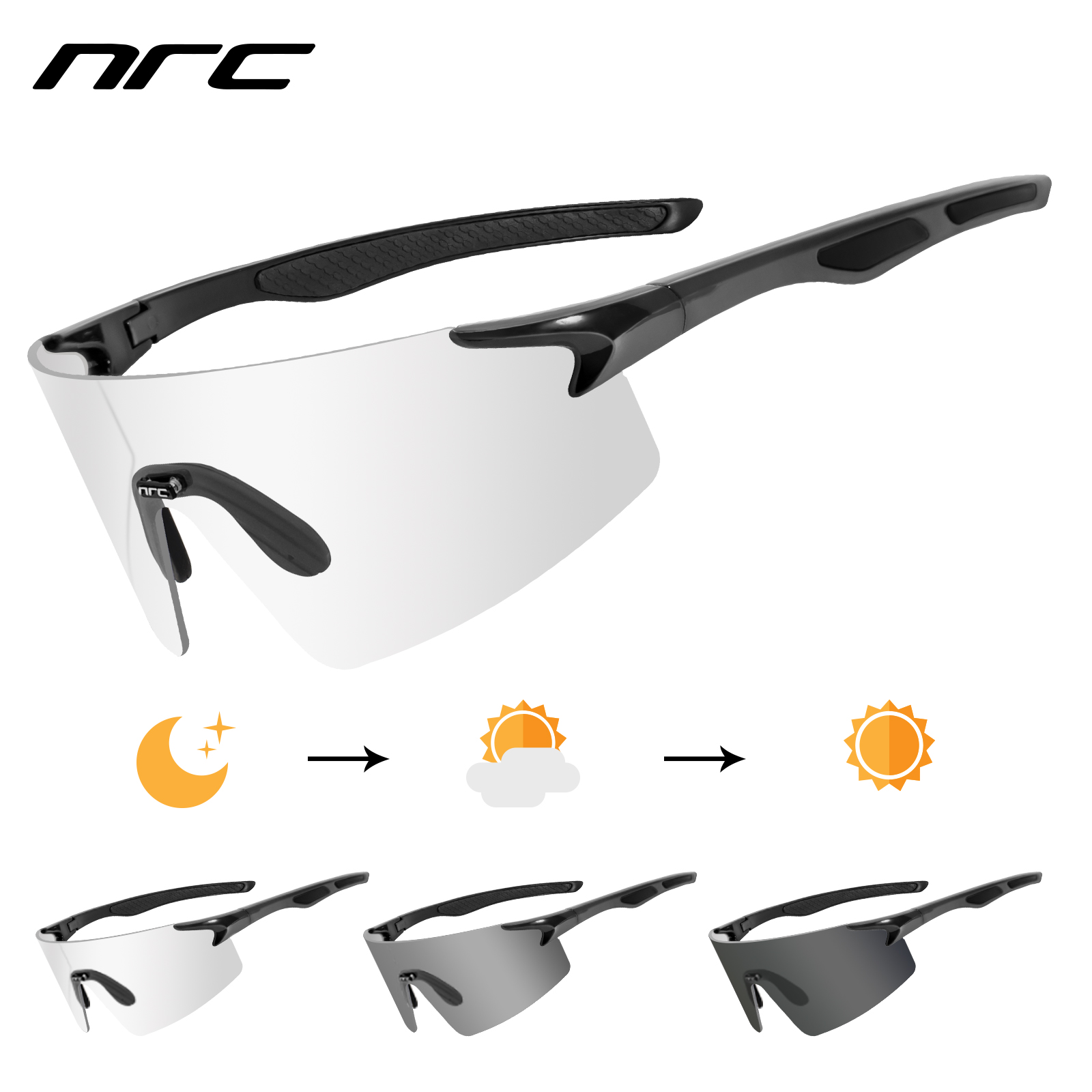 Photochromic Sunglasses Auto Lens Sports Cycling Discoloration Glasses Men Women 