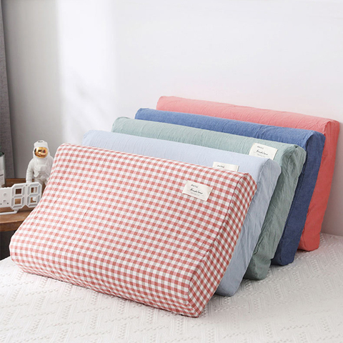 Soft Cotton Latex Pillow Case Cover Solid Color Plaid Sleeping Pillowcase for Memory Foam Pillow Latex Pillow 30x50CM/40x60CM ► Photo 1/6