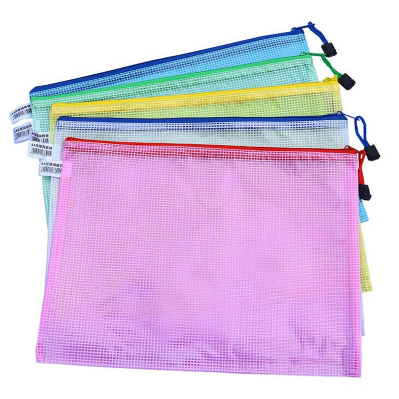 5pcs A4/a5 Mesh Zipper Pouch Nylon Mesh Document Bag Waterproof Zip File  Folders School Office Supplies Pencil Case Storage Bags - AliExpress