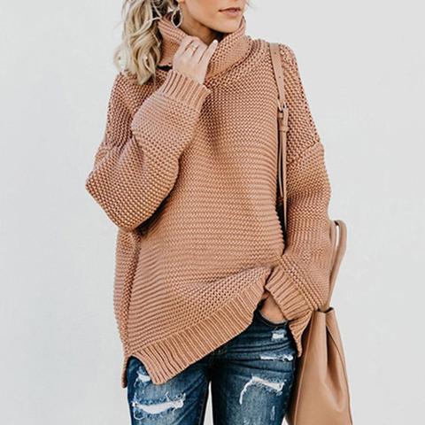 2022 Women Autumn Winter Long Sleeve Turtle Neck Casual Knitted Pullover Sweater Top Women's Clothing свитер женский pull femme ► Photo 1/6