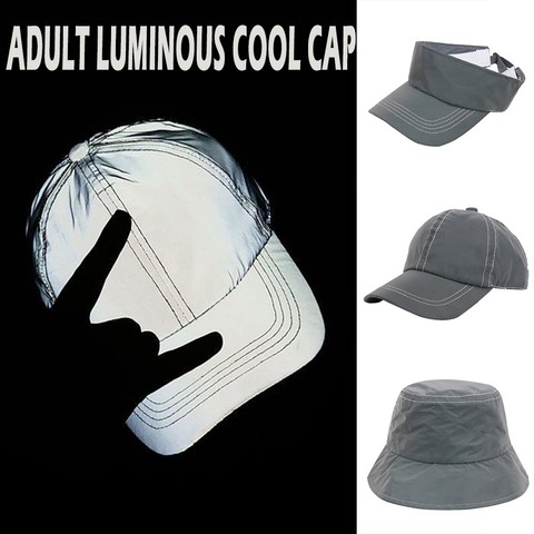 New Outdoor Sports Club Party Silver Grey Reflective Luminous Fishing Caps Adult Reflective Baseball Cap Gorras De Béisbol ► Photo 1/6