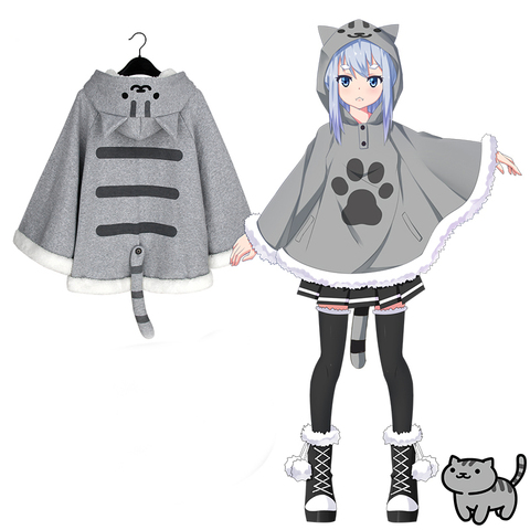 Anime Neko Atsume Cute Cat Backyard Anime Kawaii Warm Cartoon Cloak Sweater Hooded Coat Capes Cosplay Props Christmas Gifts New ► Photo 1/6