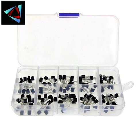 BC337 BC327 2N2222 2N2907 2N3904 2N3906 S8050 S8550 A1015 C1815 Transistor Assortment Kit 10value= 200PCS,Transistors + Box Pack ► Photo 1/1