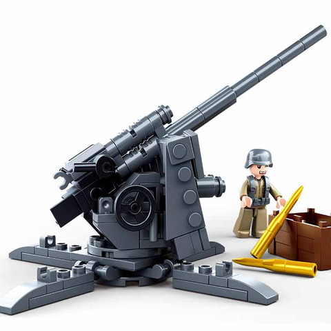 WW2 German Military Normandy landing 88MM Anti-Tank Gun Weapon Building Blocks World War II Army Figures Bricks Classic Kids Toy ► Photo 1/1