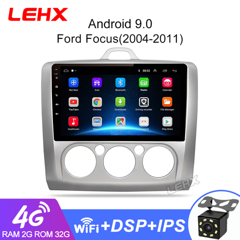LEHX 2 DIN 9 Inch Android 9.0 GPS Navigation Touchscreen Quad-core Car Radio For Ford Focus Exi AT2004 2005 2006 2007 2008-2011 ► Photo 1/6