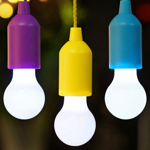 Colorful Pull Light Bulb Chandelier Portable Hanging Light Bulb Outdoor Camping Garden Decoration Hanging LED Night Light Lamp ► Photo 1/6