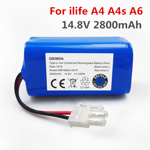 Rechargeable ILIFE Battery 14.8V 2800mAh robotic vacuum cleaner accessories parts for Chuwi ilife A4 A4s A6 ► Photo 1/5