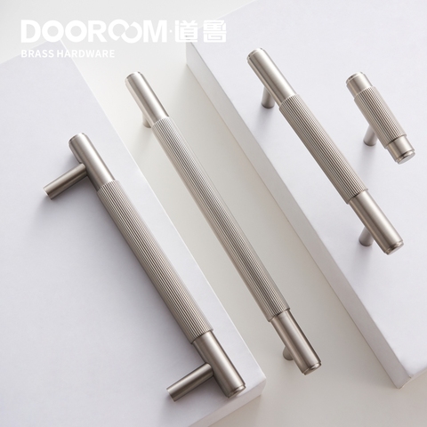 Dooroom Brass Furniture Handles Brushed Nickel Silver Pulls Wardrobe Dresser Cupboard Cabinet Drawer Knobs Free Of Finger Print ► Photo 1/6