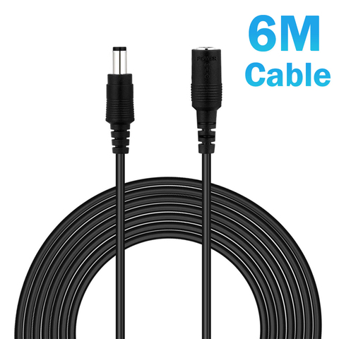 Black White 6M DC 12V Extension Cable 5.5mm*2.1mm Female Male Power Cord Wire For CCTV Camera Home Appliance ► Photo 1/6