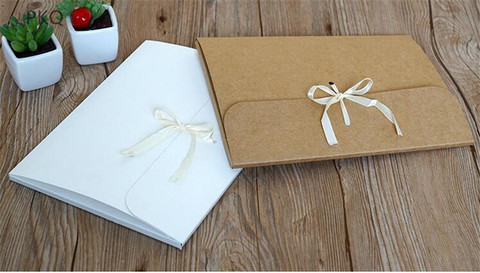 10pcs Large Kraft Silk Scarf Gift Paper Box White Cardboard Envelope Postcard Packing Box with Ribbon For Photo Packaging Boxes ► Photo 1/5