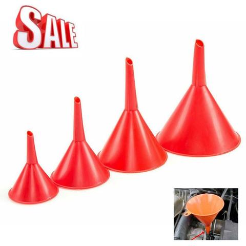 2022 High Quality Durable 4Pcs Mini Red Plastic Funnel Set For Car Oil Gas And Fluids Auto Household Kitchen Car Accessories ► Photo 1/6