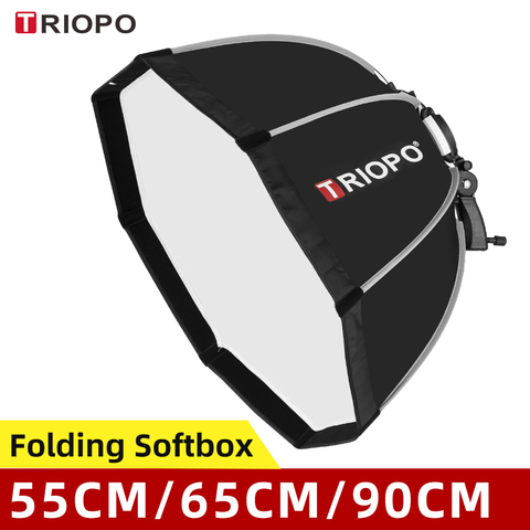 TRIOPO 55cm 65cm 90cm 120cm Foldable Octagon Softbox Bracket Mount Soft box Handle for Godox Yongnuo Speedlite Flash Light ► Photo 1/6