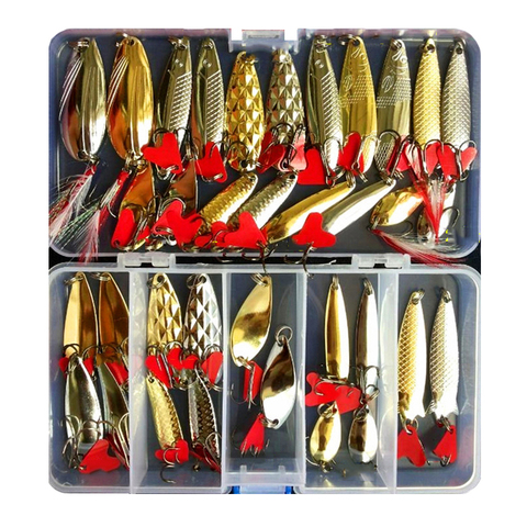 Hot Brilliant Metal Jig Spoon Fishing Lure Set 10/20/25/35pcs Wobblers Kit Fly Carp Fishing Tackle Pesca Isca Artificial Bait ► Photo 1/6