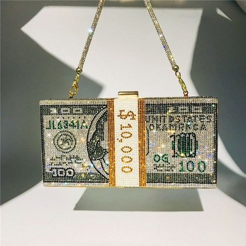 Creative Fashion New Money Clutch Rhinestone Purse 10000 Dollars Stack Bags of Cash Evening Handbags Shoulder Wedding Dinner Bag ► Photo 1/6