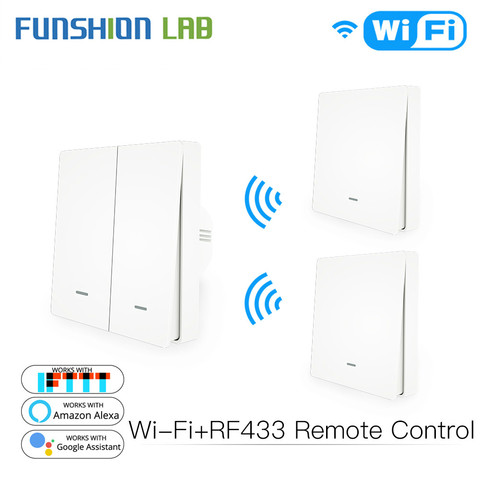 Push Button WiFi Smart Light Switch RF433 Wall Transmitter Kit Smart life Tuya App Remote Control Works with Alexa Google Home ► Photo 1/6